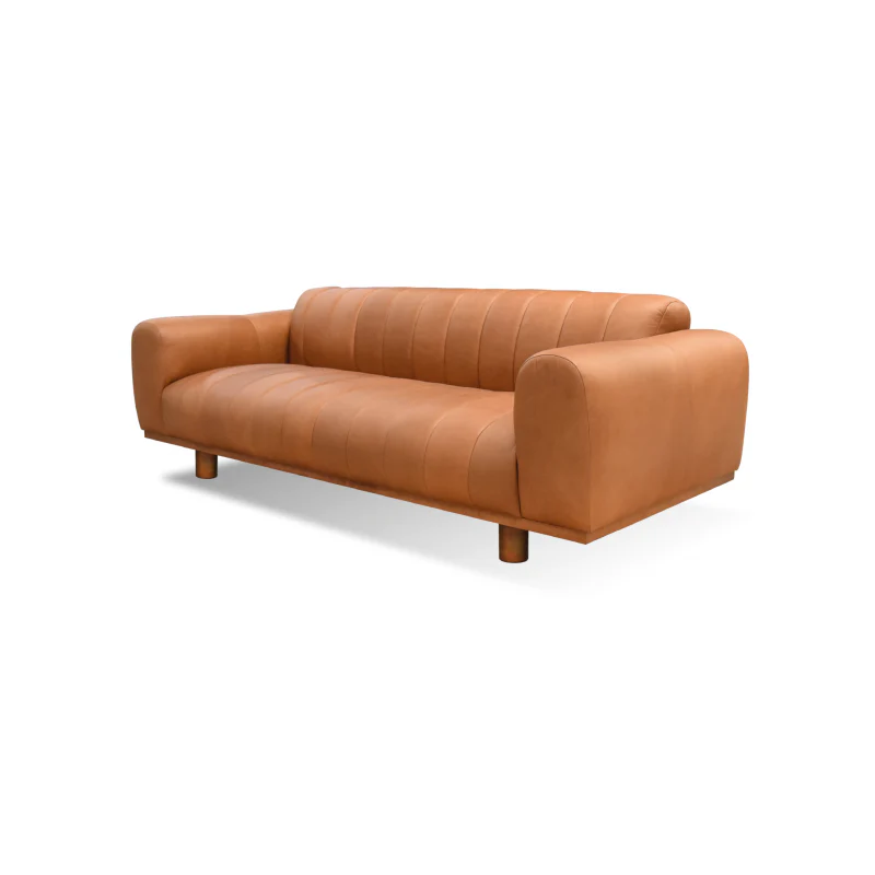 Bernhardt Sofa Tan Leather - Image 3