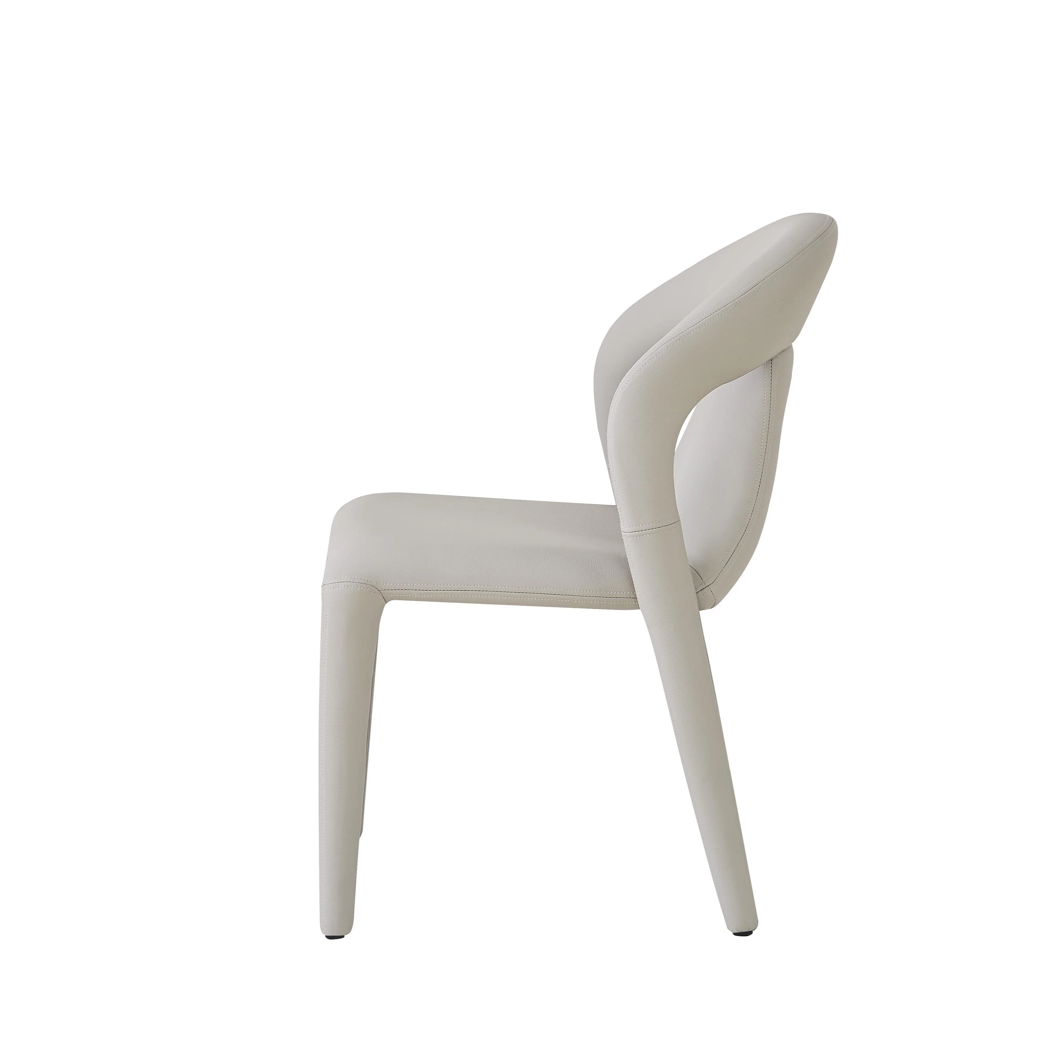 Contour Dining Chair Light Grey/Beige Leather Look - Image 4