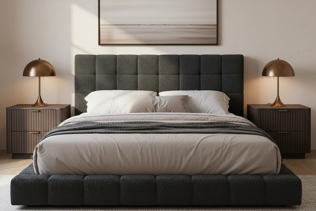 Highlands King Bed Black Boucle - Image 3