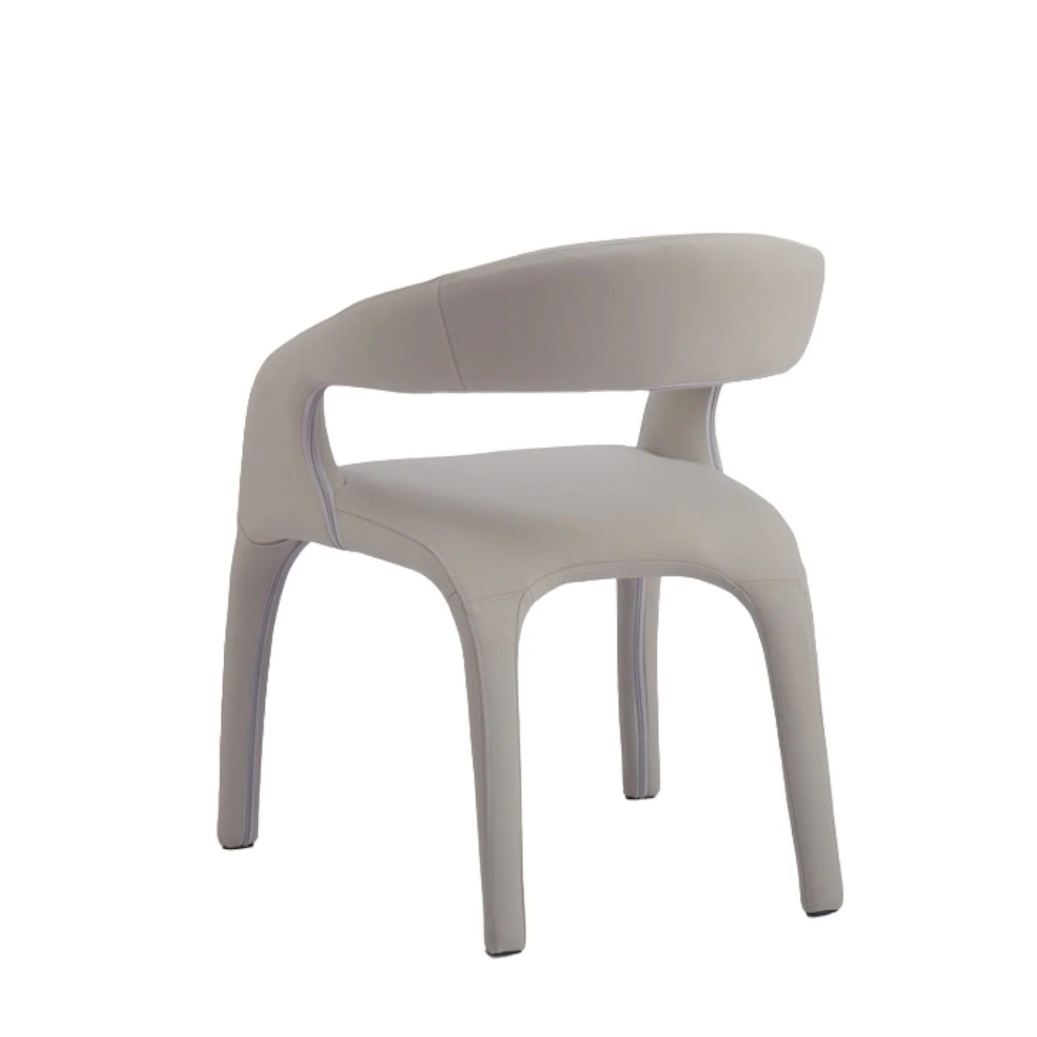 Lorenzo Dining Chair Light Grey/Beige Leather Look - Image 4