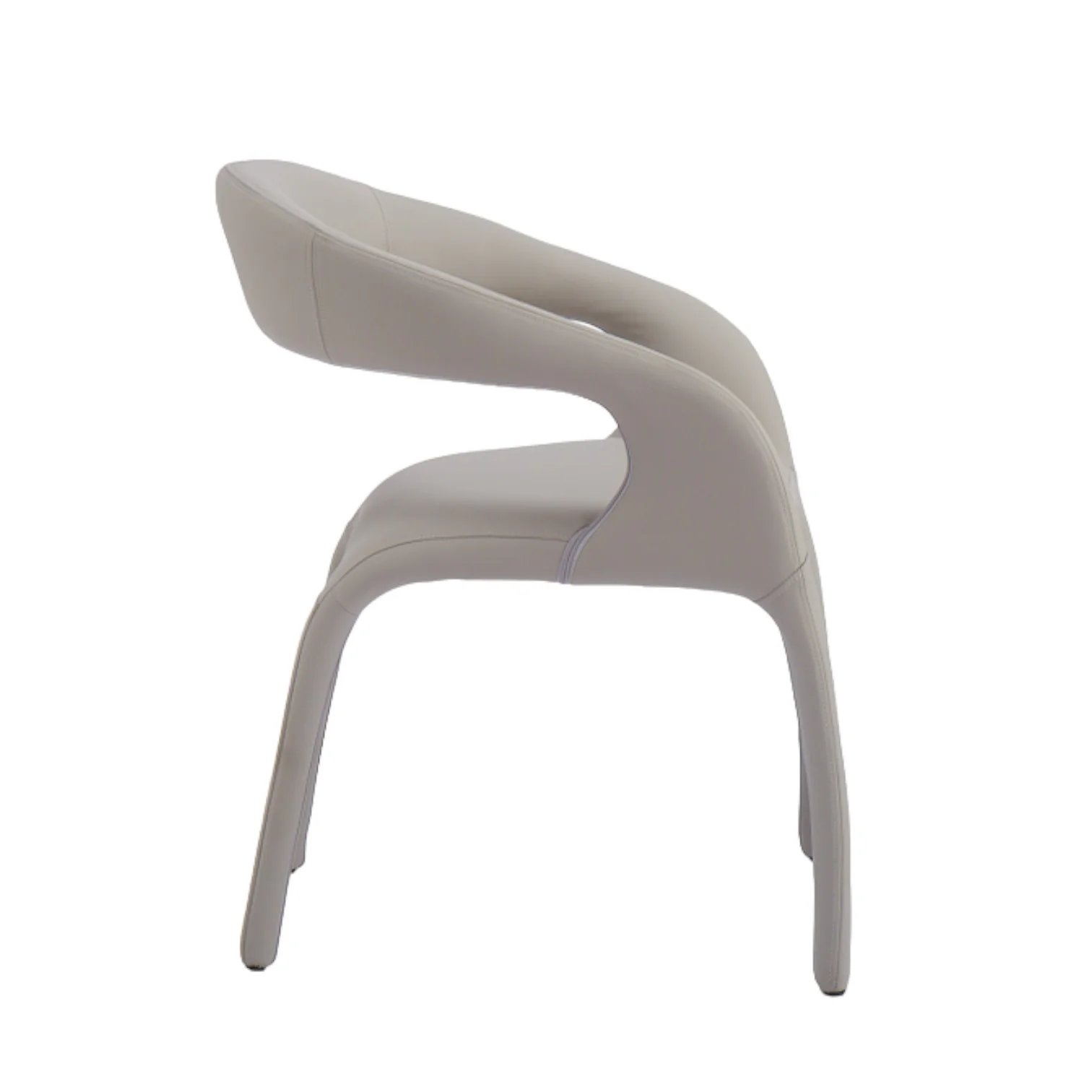 Lorenzo Dining Chair Light Grey/Beige Leather Look - Image 5