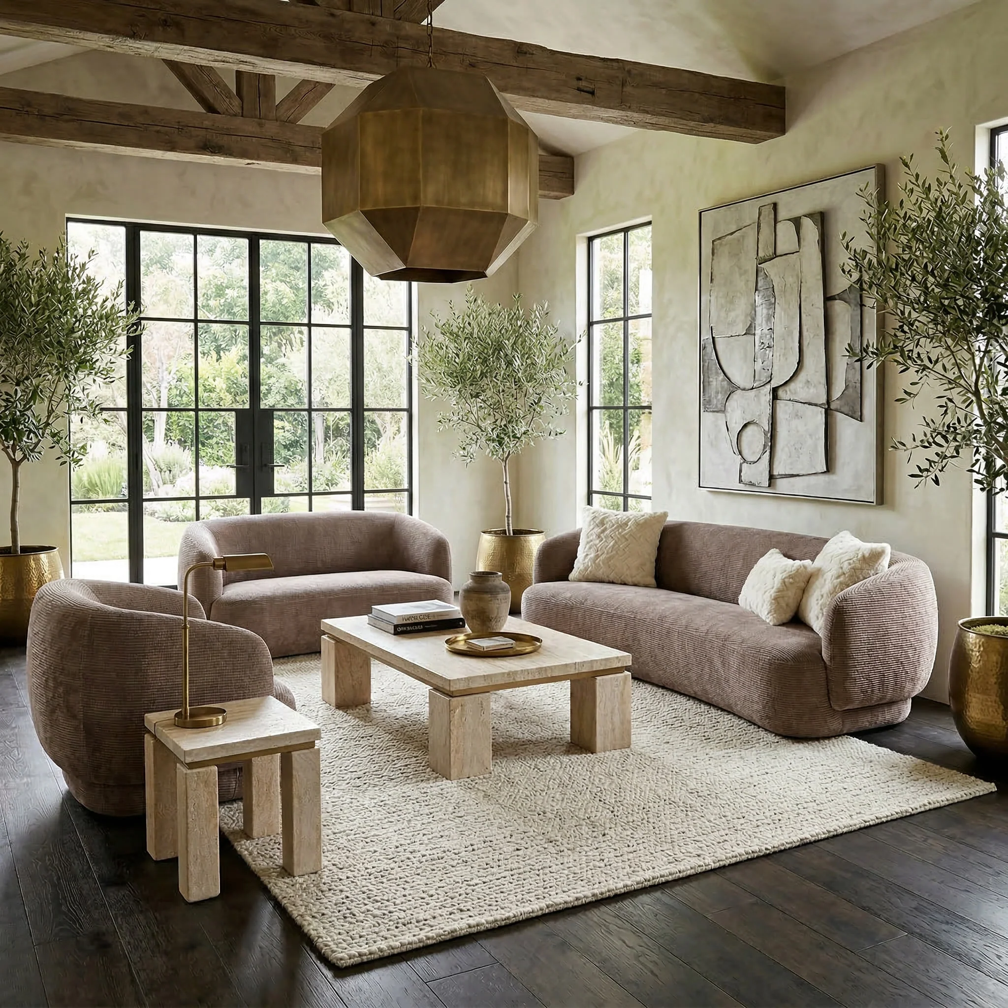 Puffy 2 Seater Sofa Textured Mushroom - Image 4