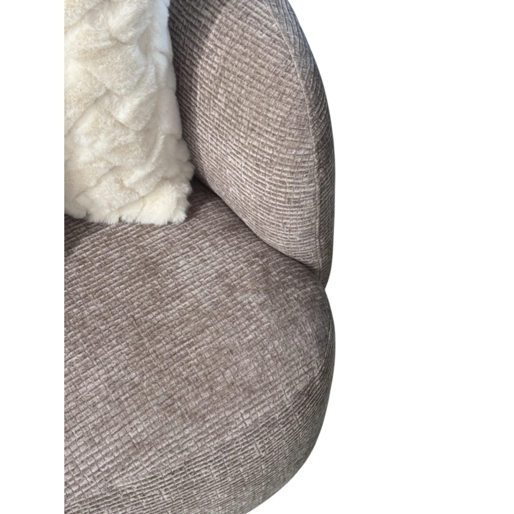 Puffy 3 Seater Sofa Textured Mushroom - Image 7